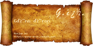 Güns Áron névjegykártya
